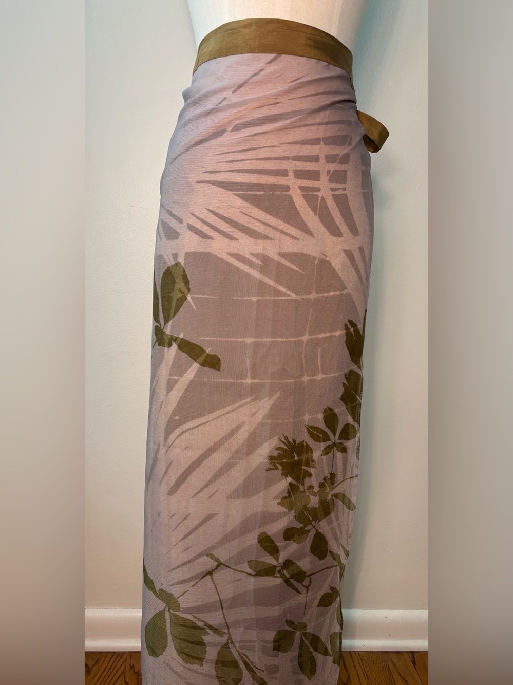 CLARISSA HULSE Hand-Painted Silk Wrap Skirt Botanical Archive